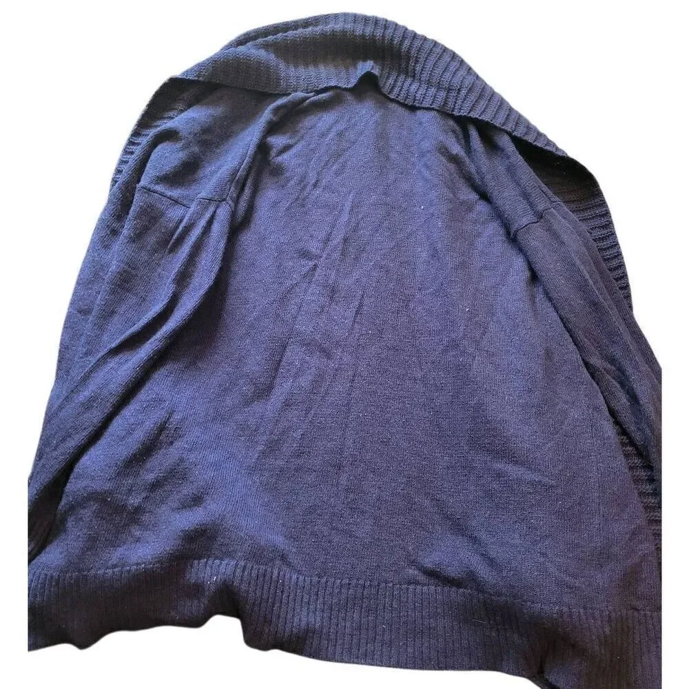 J. Crew Sweater Women's Small Navy Blue Open Shawl Collar Cardigan Wool Blend